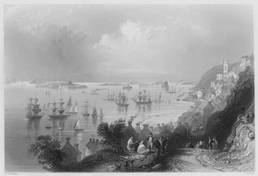 Cove Harbour, im Queenstown Harbour (Stich)