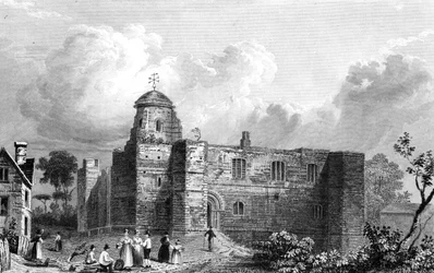 Colchester Castle, Essex, graviert von John Carr Armytage, 1832