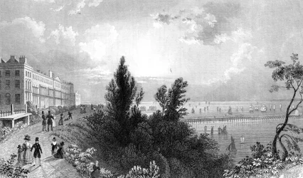 Southend Terrace, Essex, graviert von Henry Wallis, 1832