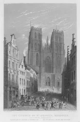 Die Kirche St. Gudula, Brüssel, Der Karneval Maskerade (Stich)