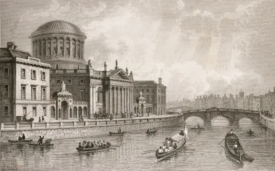 Die vier Gerichtsgebäude, Dublin, graviert von Owen