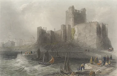Ansicht von Carrickfergus Castle (Farbstich)