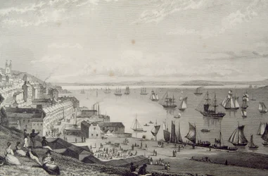 Blick auf den Hafen von Cobh, in Richtung Rostellan, County Cork, Irland in den 1830er Jahren, aus 