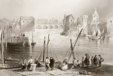Ansicht von Galway vom Claddagh, County Galway, Irland, aus 