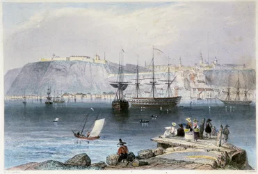 Ansicht von Quebec und seinem Hafen (Kanada) - in „Canadian Scenery illustrated“ von William Henri Barlett, ed. George Virtue