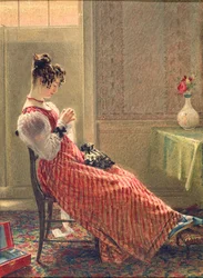 Dame beim Nähen, um 1830
