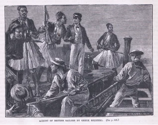 Verhaftung der britischen Matrosen durch griechische Soldaten, 1850
