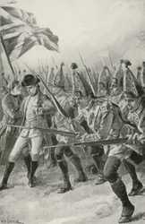 General Wolfe wird tödlich verwundet, als er den Angriff auf die Ebenen von Abraham anführt