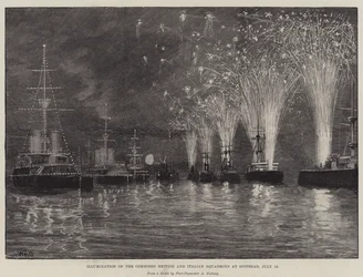 Beleuchtung der kombinierten britischen und italienischen Geschwader in Spithead, 12. Juli