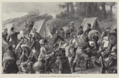 Auf dem Weg nach Klondike, Szene in der Nähe der Landungsbühne, Dyea