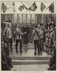 Platzierung der alten schottischen Regimentsfarben in der St Giles