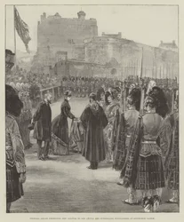 Prinzessin Louise überreicht neue Farben an die Argyll und Sutherland Highlanders auf der Burg Edinburgh