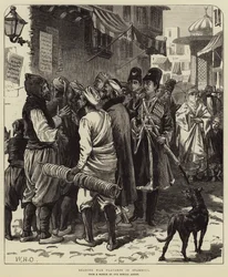 Kriegsplakate in Stamboul lesen