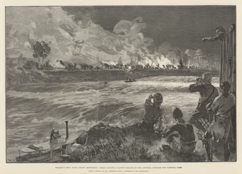 Stanleys Emin-Pascha-Entlastungsexpedition, Araber überfallen ein einheimisches Dorf am Aruwimi, gegenüber dem Yambuya-Lager