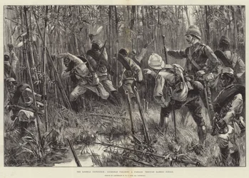 Die Looshai-Expedition, Goorkhas räumen einen Durchgang durch den Bambusdschungel