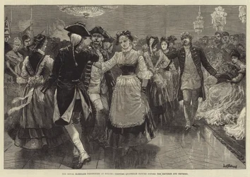 Die königlichen Hochzeitsfeierlichkeiten in Berlin, Kostüm-Quadrille vor dem Kaiser und der Kaiserin getanzt