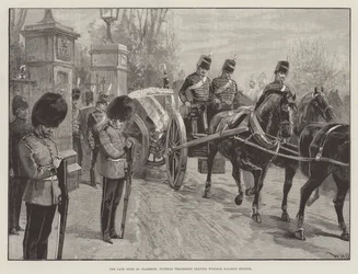 Der verstorbene Herzog von Clarence, Trauerzug verlässt den Bahnhof Windsor