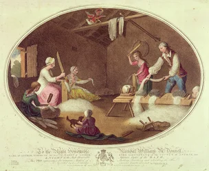 Die übliche Methode des Klopfens, Schwingens und Hechelns des Flachses, Tafel IV aus 