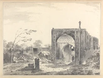 Ansicht des Tors der Karawanserei in Raje Mahel [Rajmahal]