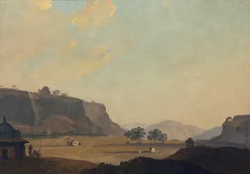 Ansicht in der Nähe von Fort Gwalior, Indien, ca. 1783