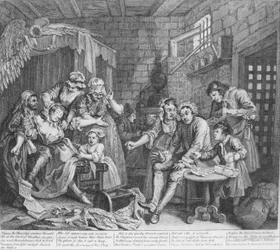 Der Lebensweg eines Wüstlings, Platte 7, Die Gefängnisszene