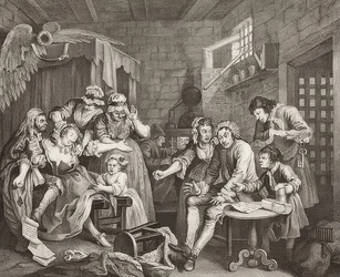 Der Weg eines Liederlichen, Blatt 7: Tom Rakewell im Schuldgefängnis