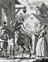 Don Quijote und Sancho Panza in einem Gasthaus, veröffentlicht 1798
