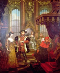 Heinrich VIII. (1491-1547) stellt Anne Boleyn am Hof vor