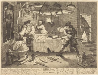 Hudibras schlägt Sidrophel und seinen Mann Whacum