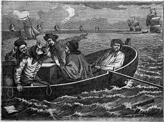 Platte aus einer Serie von 12 Gravuren von William Hogarth (1697-1764), britischer Illustrator, mit dem Titel „Fleiß und Faulheit“, „Eifer und Faulheit“, die die Karrieren von zwei Lehrlingen erzählen: Thomas Idle, der Faule, jagt alle Werkstätten und wird