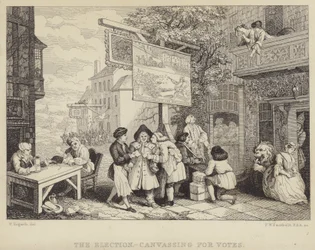 Die Wahl - Stimmenfang: Satire auf die Parlamentswahl von 1755, eine von vier Serien mit dem Titel Humours of an Election