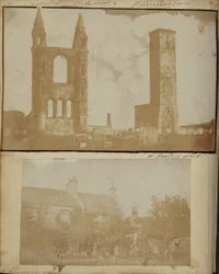 St. Regulus Turm und der Ostgiebel der St. Andrews Kathedrale von Nordwesten