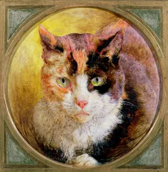 Ein Kopfstudie einer Schildpattkatze, 1866