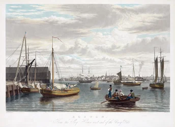 Boston, vom Schiffshaus, Westende des Navy Yard, ca. 1833