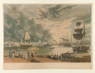 New Orleans, von der gegenüberliegenden Seite aus gesehen, ein kurzes Stück oberhalb der mittleren oder Picayune-Fähre