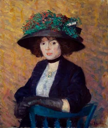 Frau mit grünem Hut