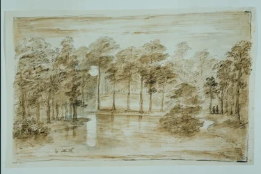 Entwurf für den Wasser-Wald-Garten im Mondlicht