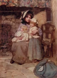 Illustration für The Deserted Village von Oliver Goldsmith (Farblithografie)