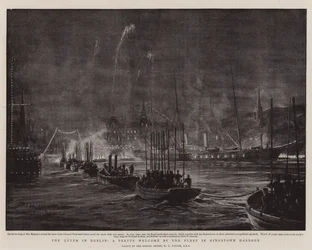Die Königin in Dublin, ein hübscher Empfang durch die Flotte im Hafen von Kingstown