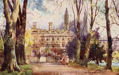 Clare College und Brücke von der Allee