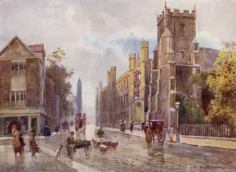 St. Botolphs Kirche und Corpus College von den Stufen der Pitt Press, Trumpington Street