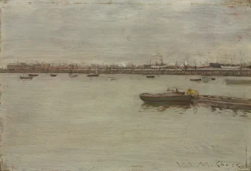 Grauer Tag an der Bucht, ca. 1886