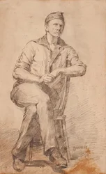 Sitzender Mann, um 1870