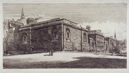 Ansicht des Newgate-Gefängnisses, Old Bailey, von der Newgate Street, City of London, ca. 1900