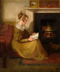 Eine Lektüre am Kamin, ca. 1825