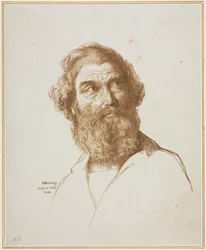 Kopf eines bärtigen Mannes, der nach links schaut, 1859
