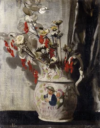 Eine Vase mit Silberblatt
