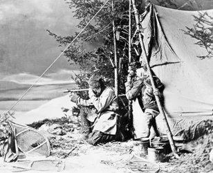 Leben des Trappers in Kanada, Foto von Nottman, ca. 1890