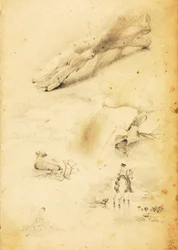 (Studien - Figuren, Baumstamm, Pferd und Reiter, etc.)