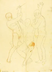 Moses, Aaron und Hur auf dem Berg Horeb (Aktstudie)